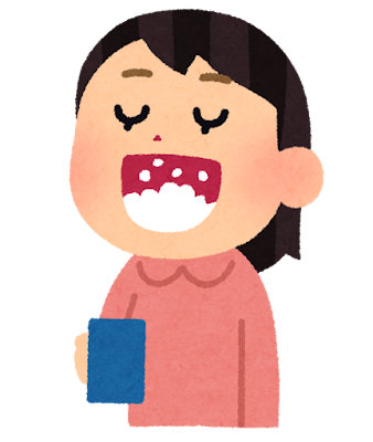 水を口にふくみ、のどの奥まで届くように上を向き、15秒ほどうがいして吐き出す。